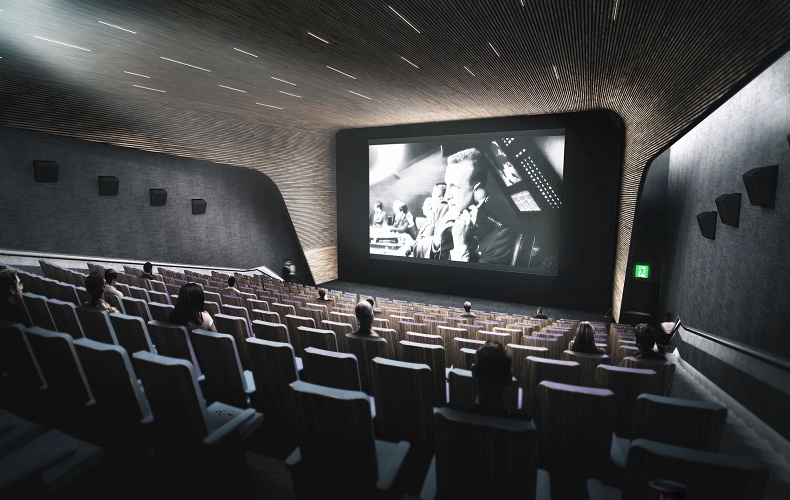 Sala de cine con una función siento proyectada